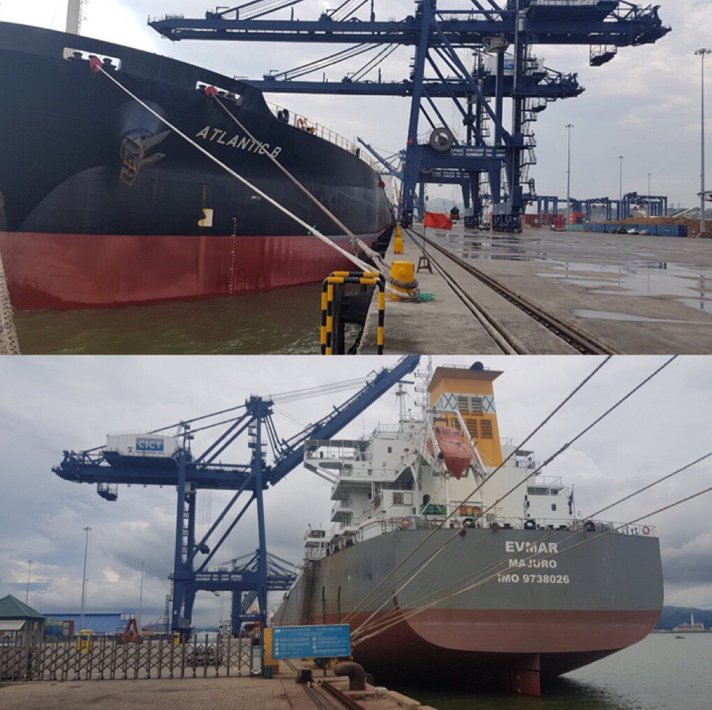 Tầu ATLANTIC & EVMAR Ngô + Khô Đậu Cảng CICT
