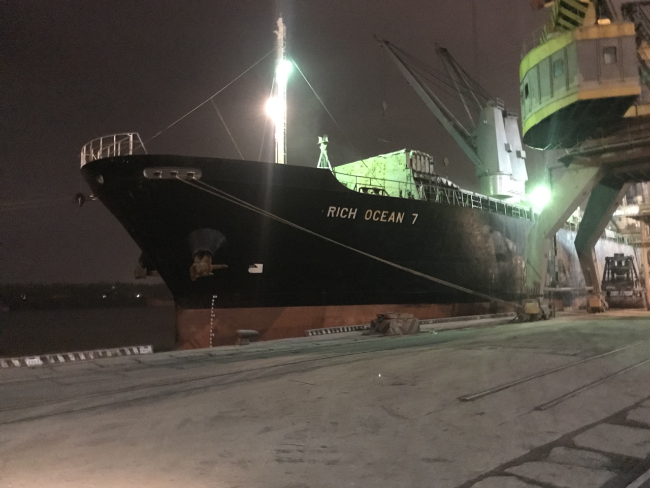 The Ship RICH OCEAN 7 carries wheat bran at Hoang Dieu port